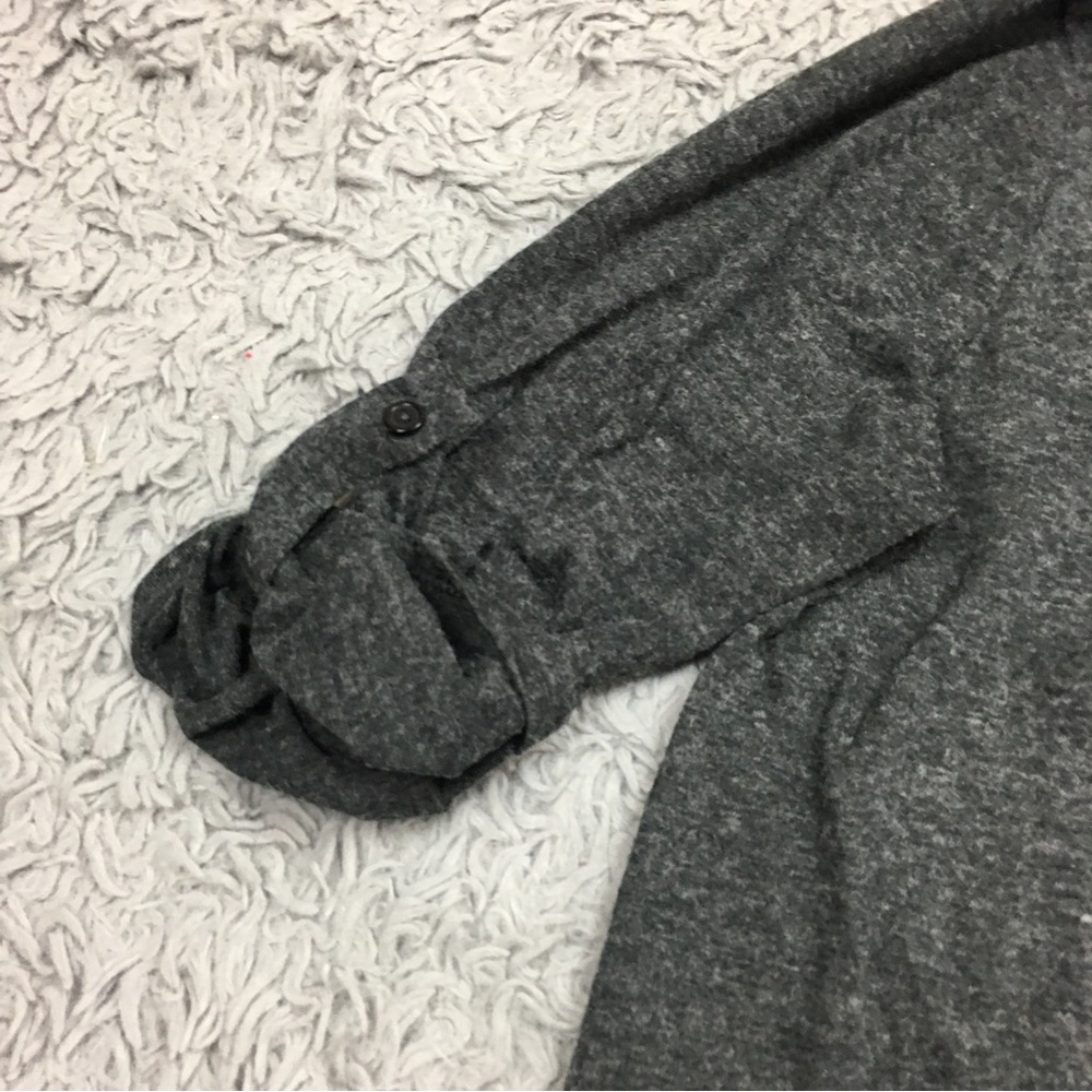 Anthropologie Pleione  Contrast Trim Chiffon Top High Low Chest Pocket Gray XL - Picture 10 of 16